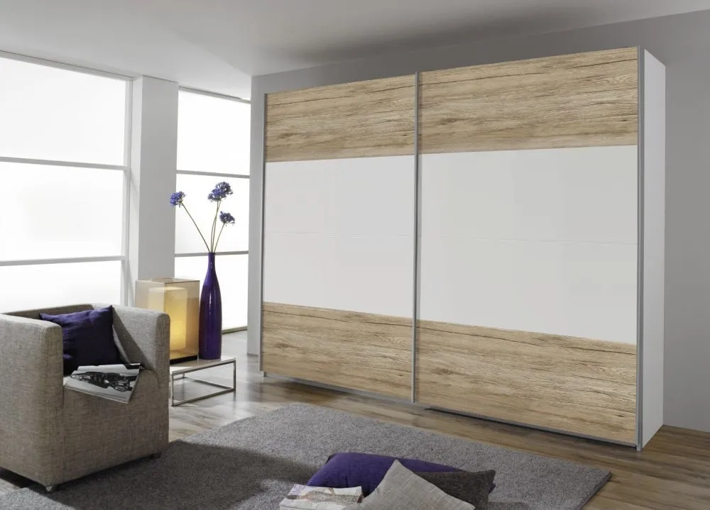 Quadra Sliding Wardrobe with Decor Front - MDF, Chipboard