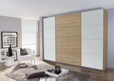 Quadra Sliding Wardrobe with Decor Front - MDF, Chipboard