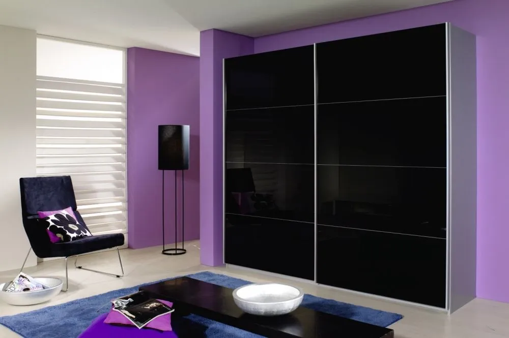 Quadra Sliding Wardrobe with Full Glass Front - MDF