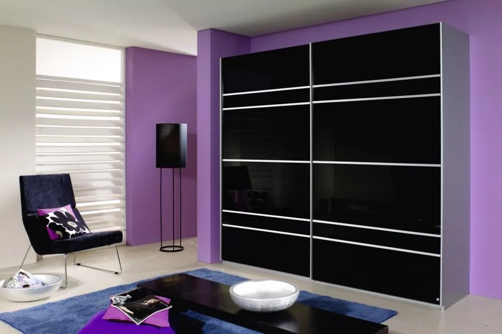 Quadra Sliding Wardrobe with Full Glass Front - MDF