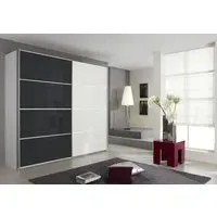 Quadra Sliding Wardrobe with Glass and Decor Front - MDF