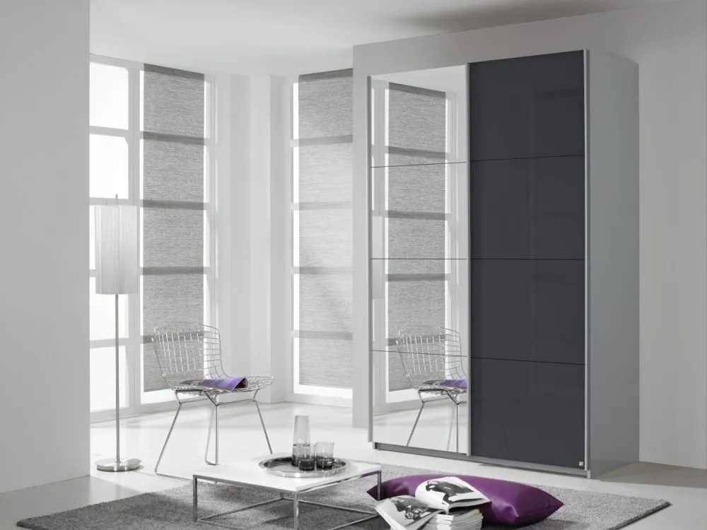 Quadra Sliding Wardrobe with Glass Mirror - MDF, Chipboard