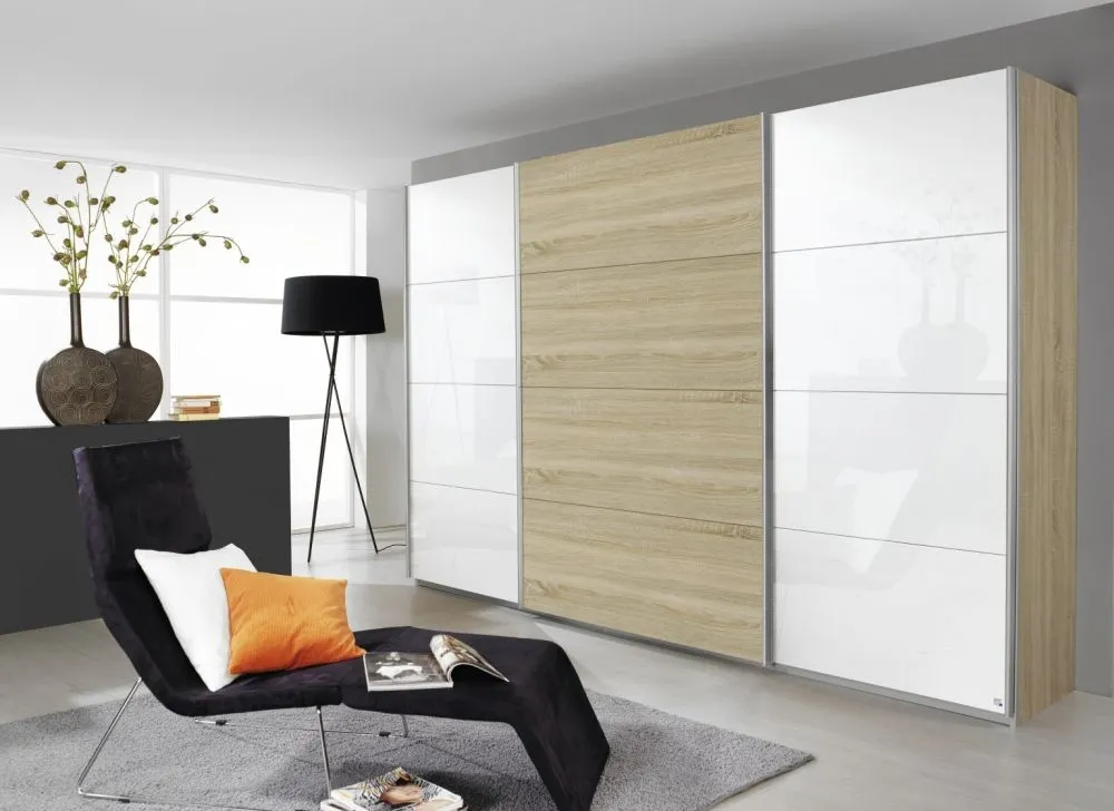 Quadra Sliding Wardrobe with Gloss and Decor Front - MDF