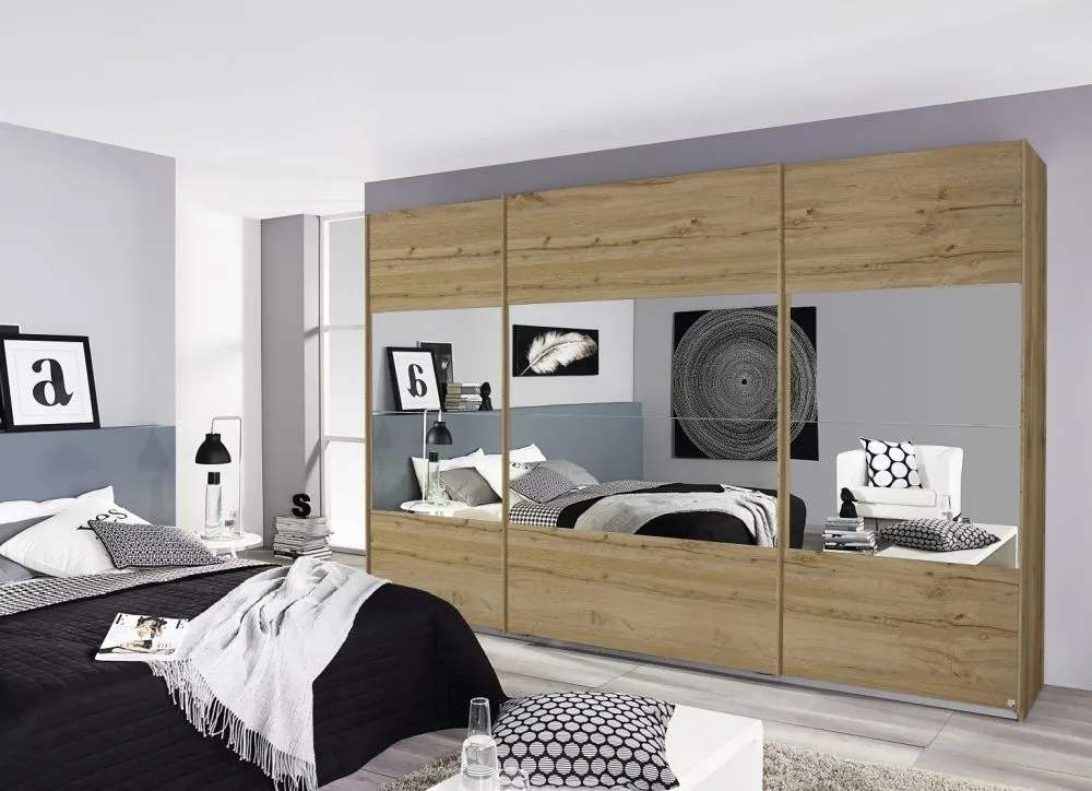 Quadra Sliding Wardrobe with Mirror - MDF, Chipboard