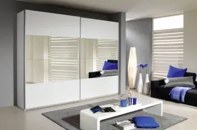 Quadra Sliding Wardrobe with Mirror - MDF, Chipboard