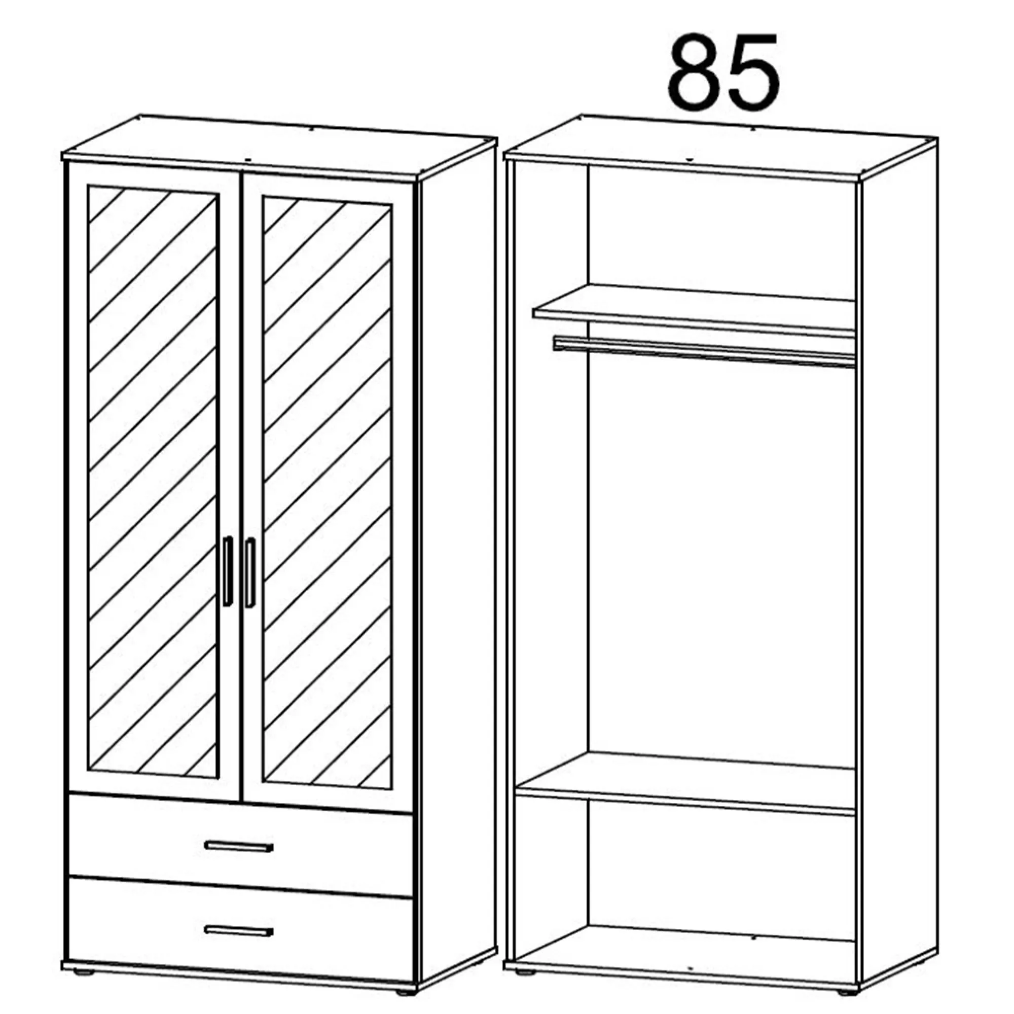 Rasant 2 Door Combi Wardrobe - Sonoma Oak, Alpine White
