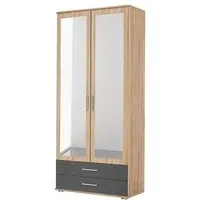 Rasant 2 Door Combi Wardrobe - Sonoma Oak, Metallic Grey