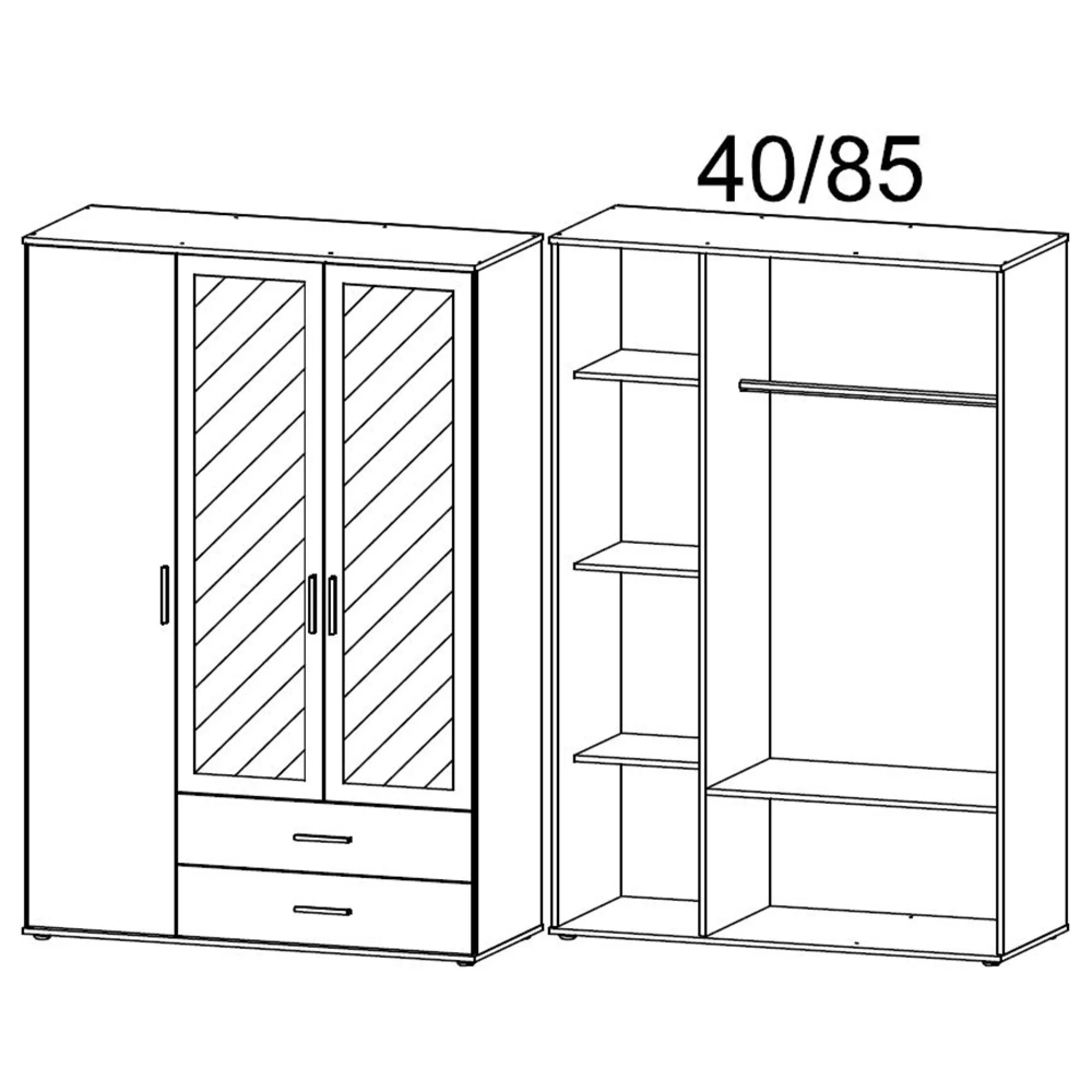 Rasant 3 Door Combi Wardrobe with 2 Drawers - Sonoma Oak