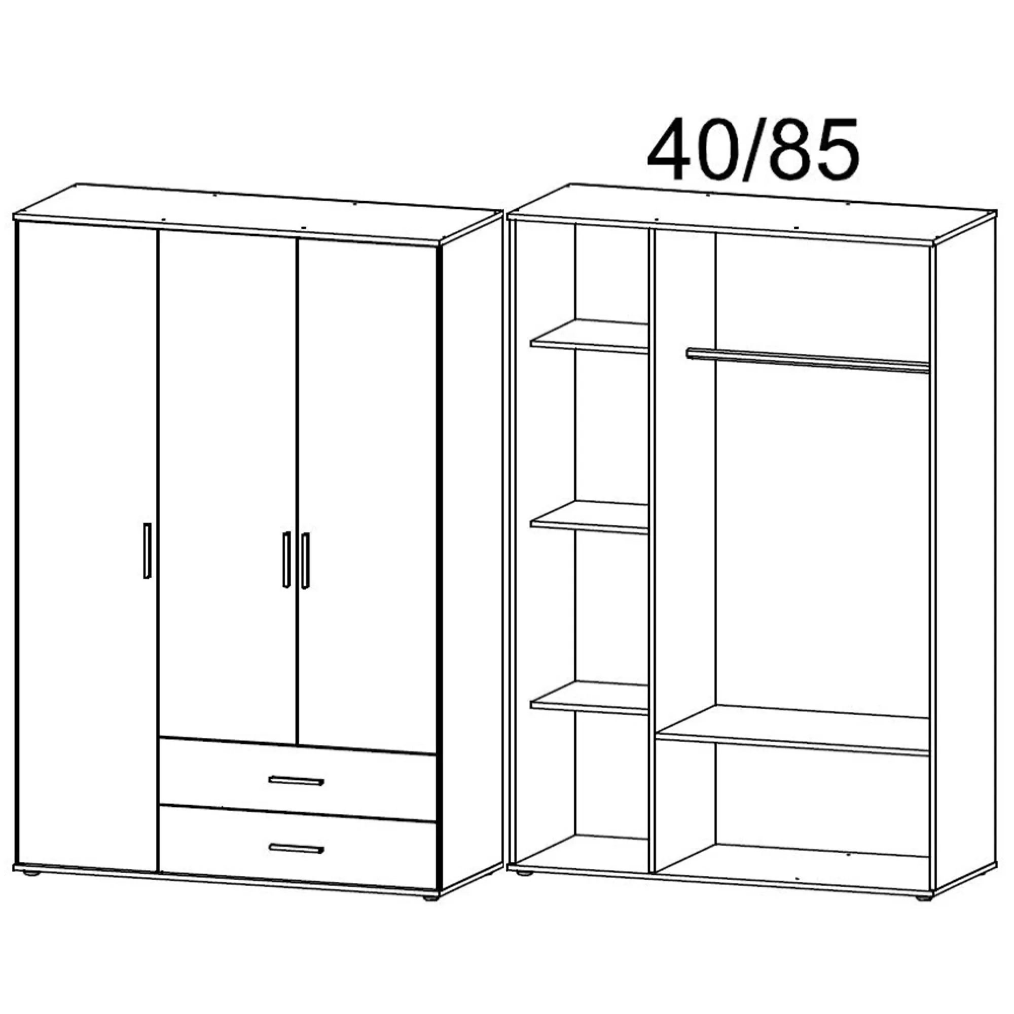 Rasant Extra 3 Door Wardrobe with 2 Drawers - Sonoma Oak
