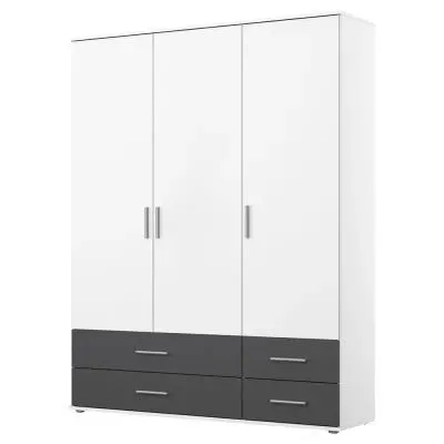 Rasant Extra 3 Door Wardrobe with 4 Drawers - Alpine White