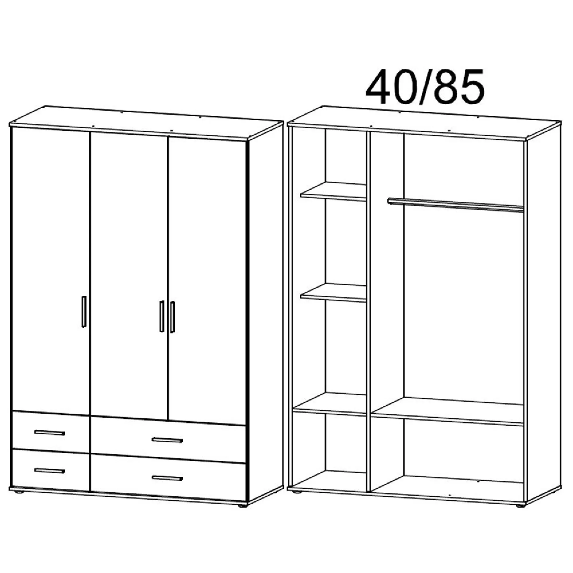 Rasant Extra 3 Door Wardrobe with 4 Drawers - Sonoma Oak