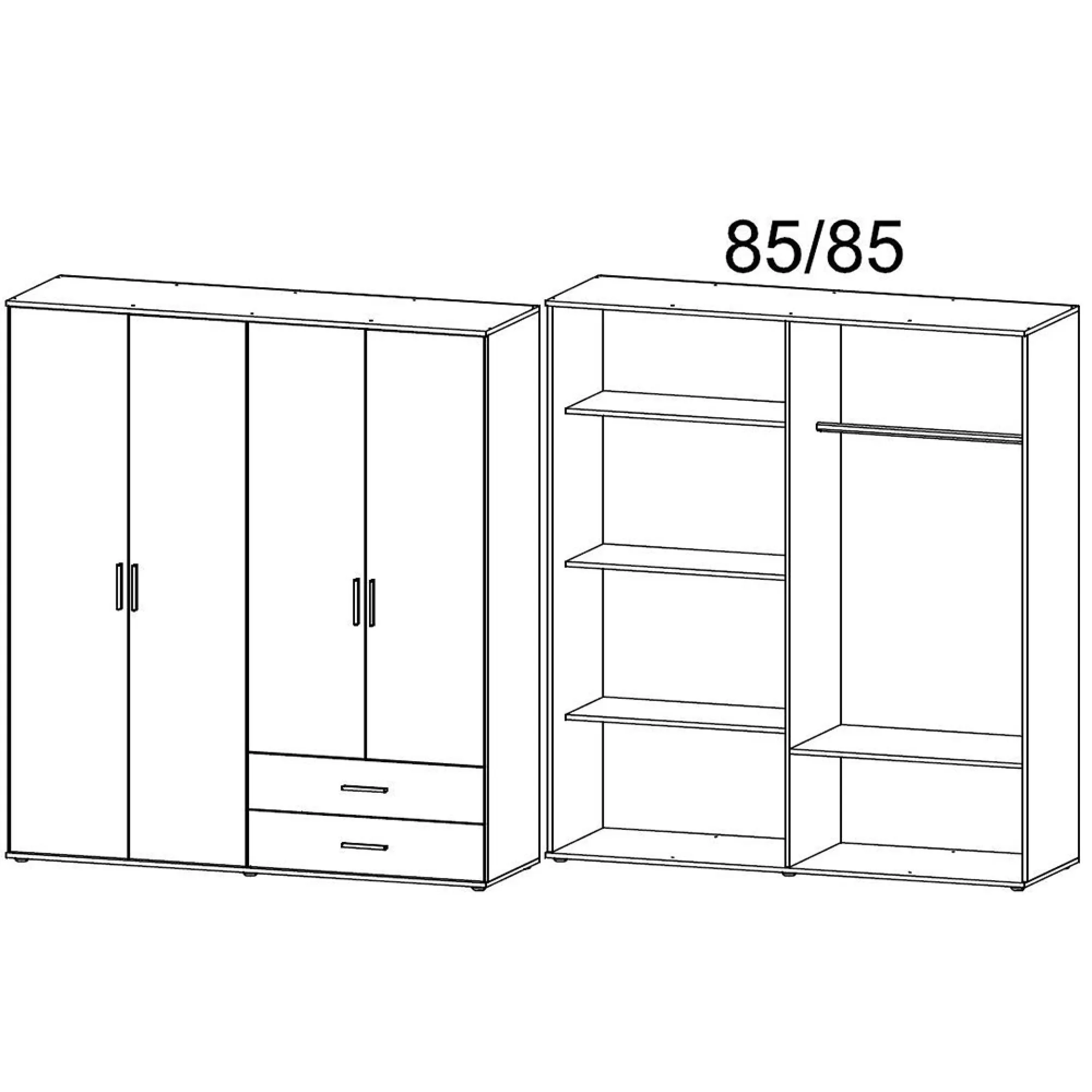Rasant Extra 4 Door Wardrobe with 2 Drawers - Alpine White