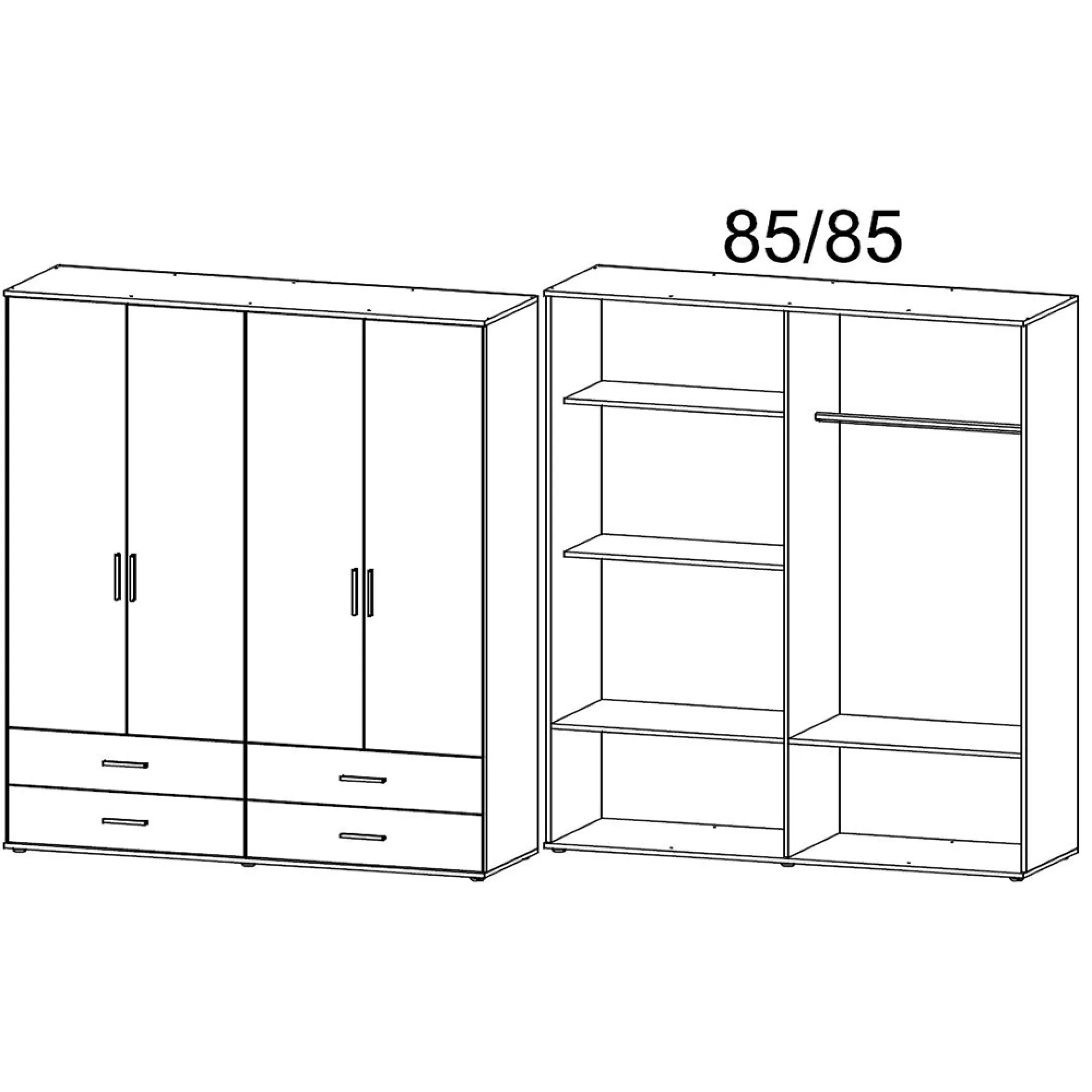 Rasant Extra 4 Door Wardrobe with 4 Drawers - Sonoma Oak