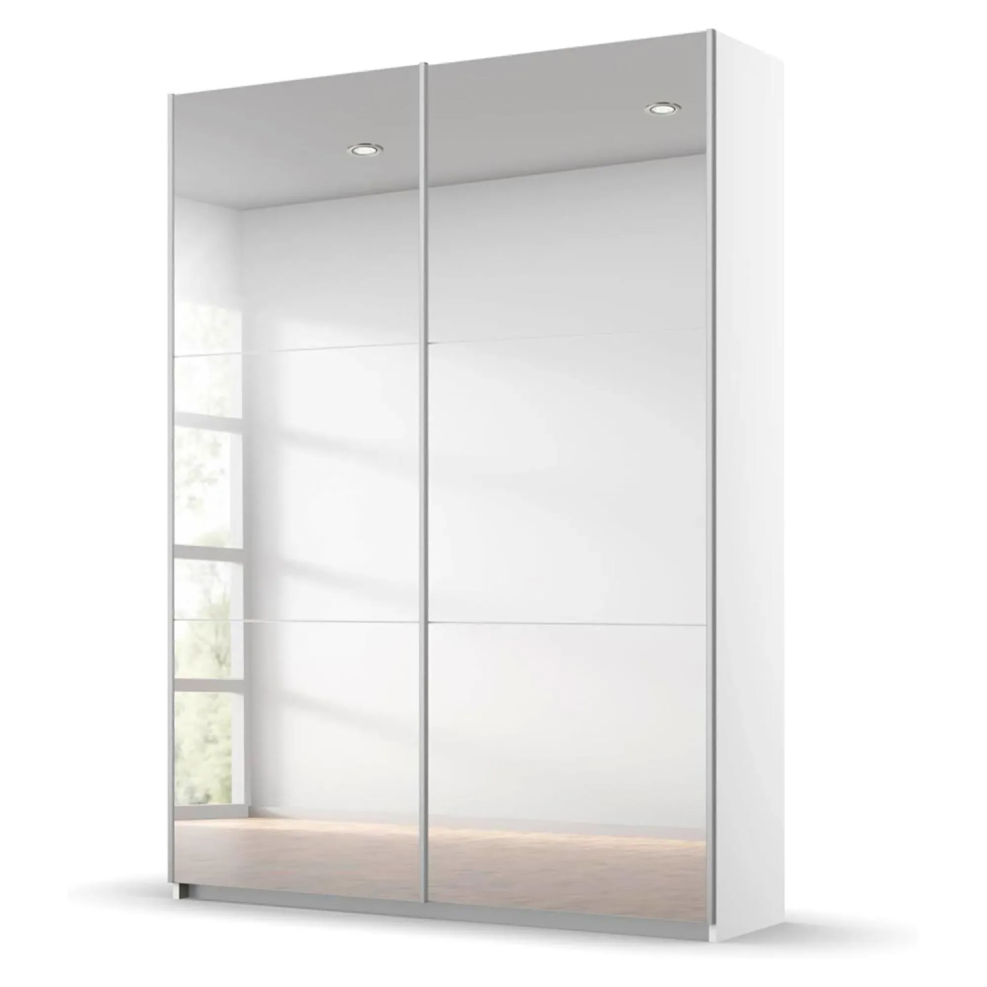 Reflect 131cm 2 Door Mirrored Sliding Wardrobe - Alpine White