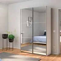 Reflect 131cm 2 Door Mirrored Sliding Wardrobe - Alpine White