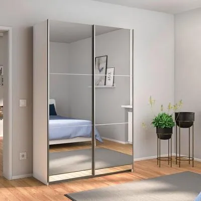 Reflect 131cm 2 Door Mirrored Sliding Wardrobe - Alpine White image