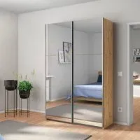 Reflect 131cm 2 Door Mirrored Sliding Wardrobe - Artisan Oak