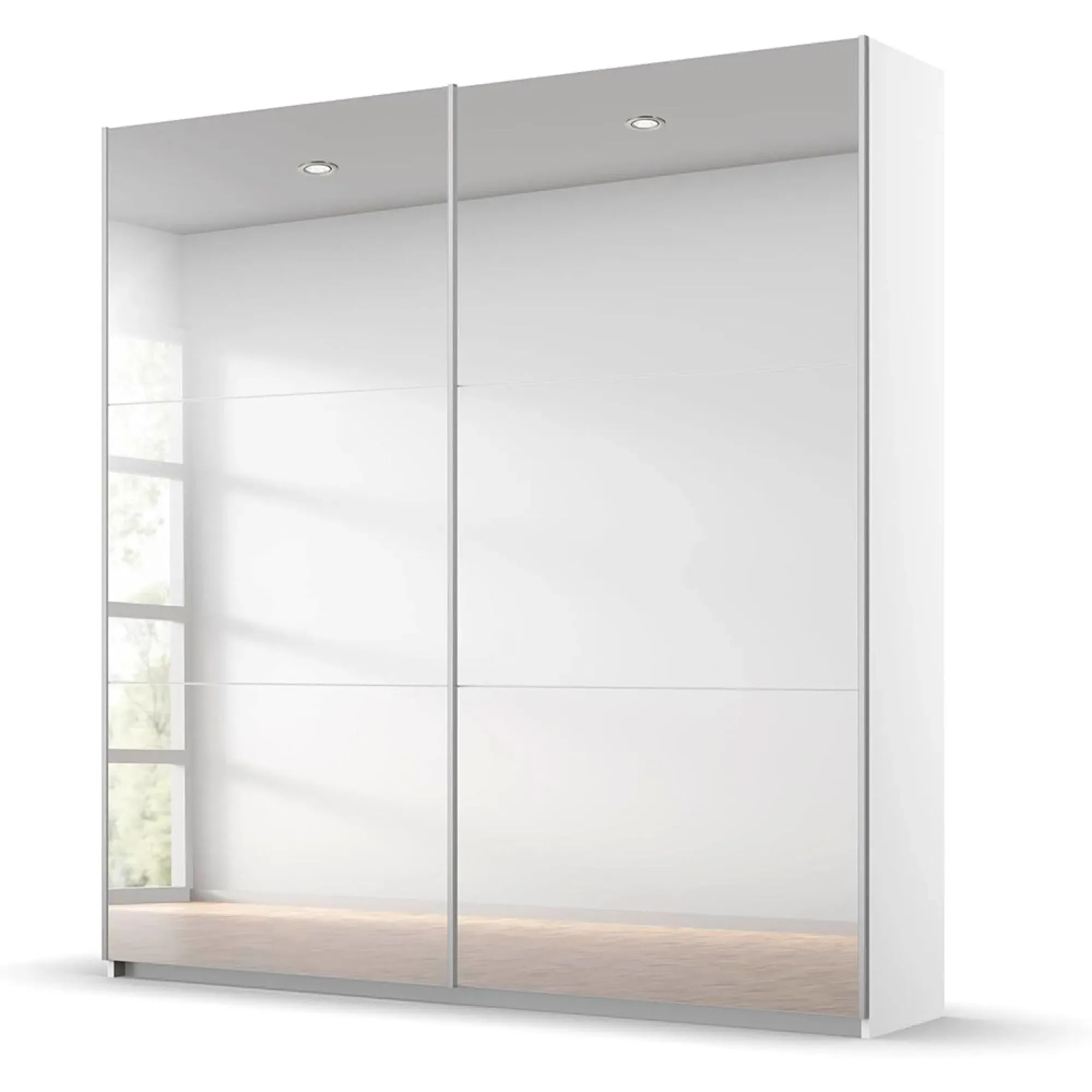 Reflect 175cm 2 Door Mirrored Sliding Wardrobe - Alpine White