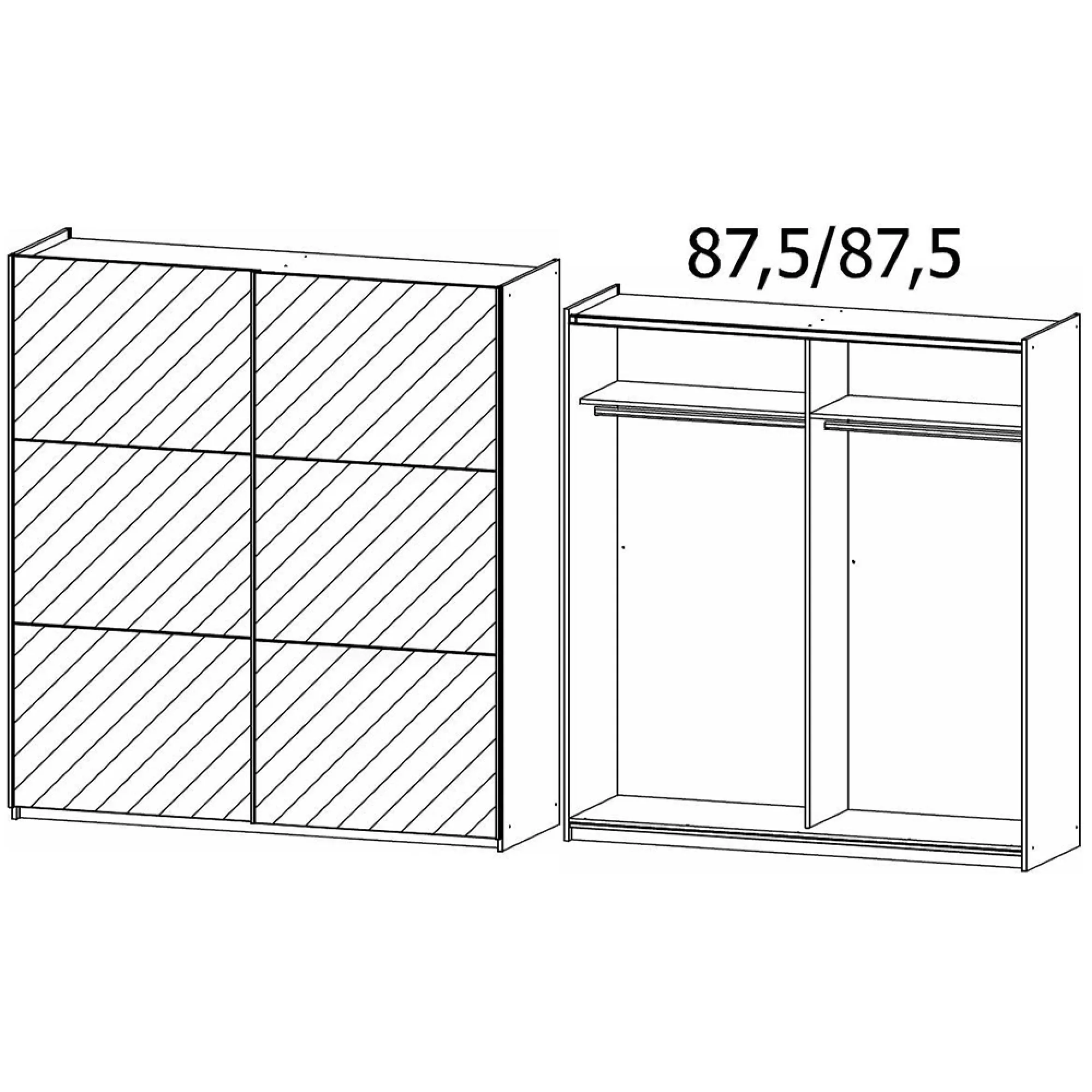 Reflect 175cm 2 Door Mirrored Sliding Wardrobe - Alpine White