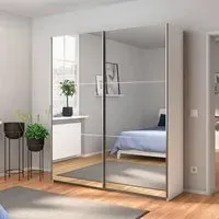 Reflect 175cm 2 Door Mirrored Sliding Wardrobe - Alpine White