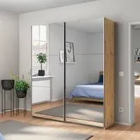 Reflect 175cm 2 Door Mirrored Sliding Wardrobe - Artisan Oak