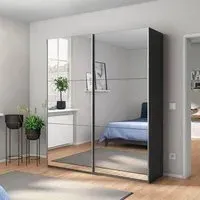 Reflect 175cm 2 Door Mirrored Sliding Wardrobe - Metallic Dark Grey