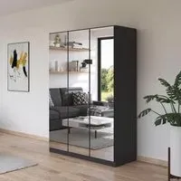 Reflect 3 Door Mirrored Wardrobe - Metallic Dark Grey