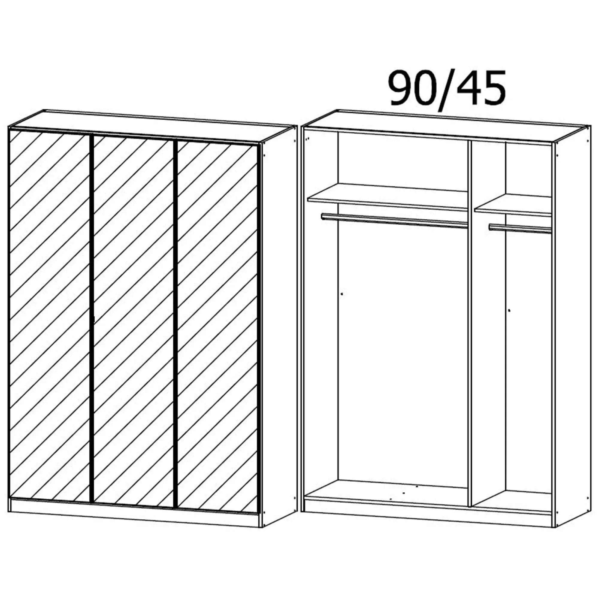 Reflect 3 Door Mirrored Wardrobe with Interior Division - Alpine White