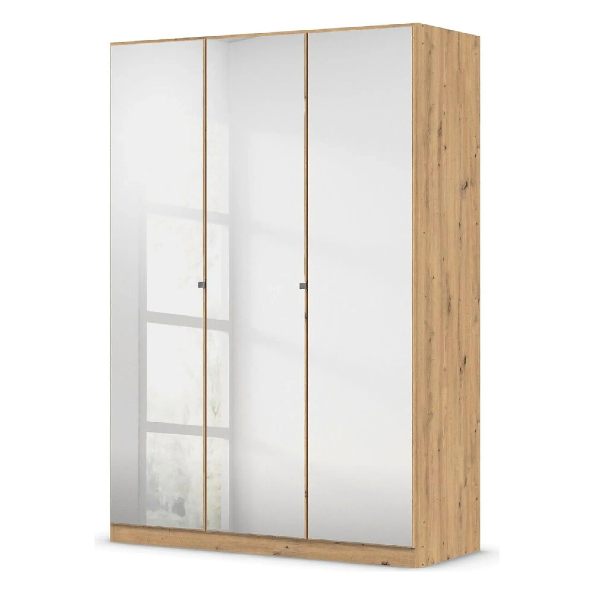 Reflect 3 Door Mirrored Wardrobe with Interior Division - Artisan Oak