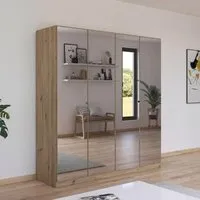 Reflect 4 Door Mirrored Wardrobe - Artisan Oak