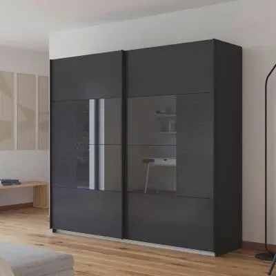 Ruga 226cm 2 Door Sliding Wardrobe - Metallic Dark Grey