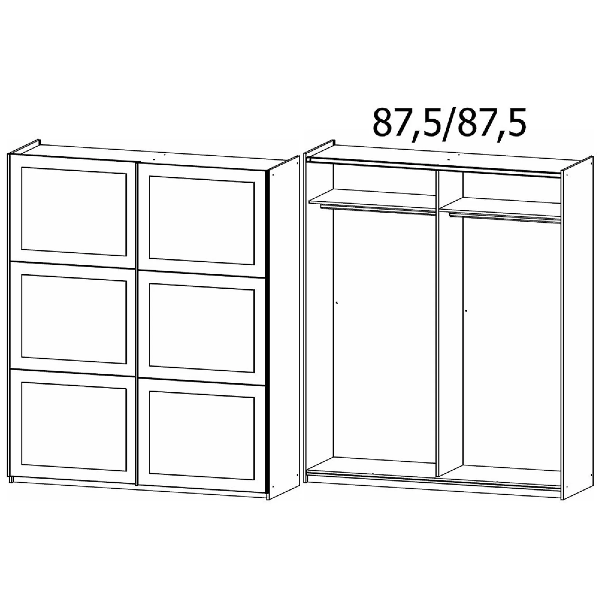 Ruja 175cm 2 Door Sliding Wardrobe - Alpine White