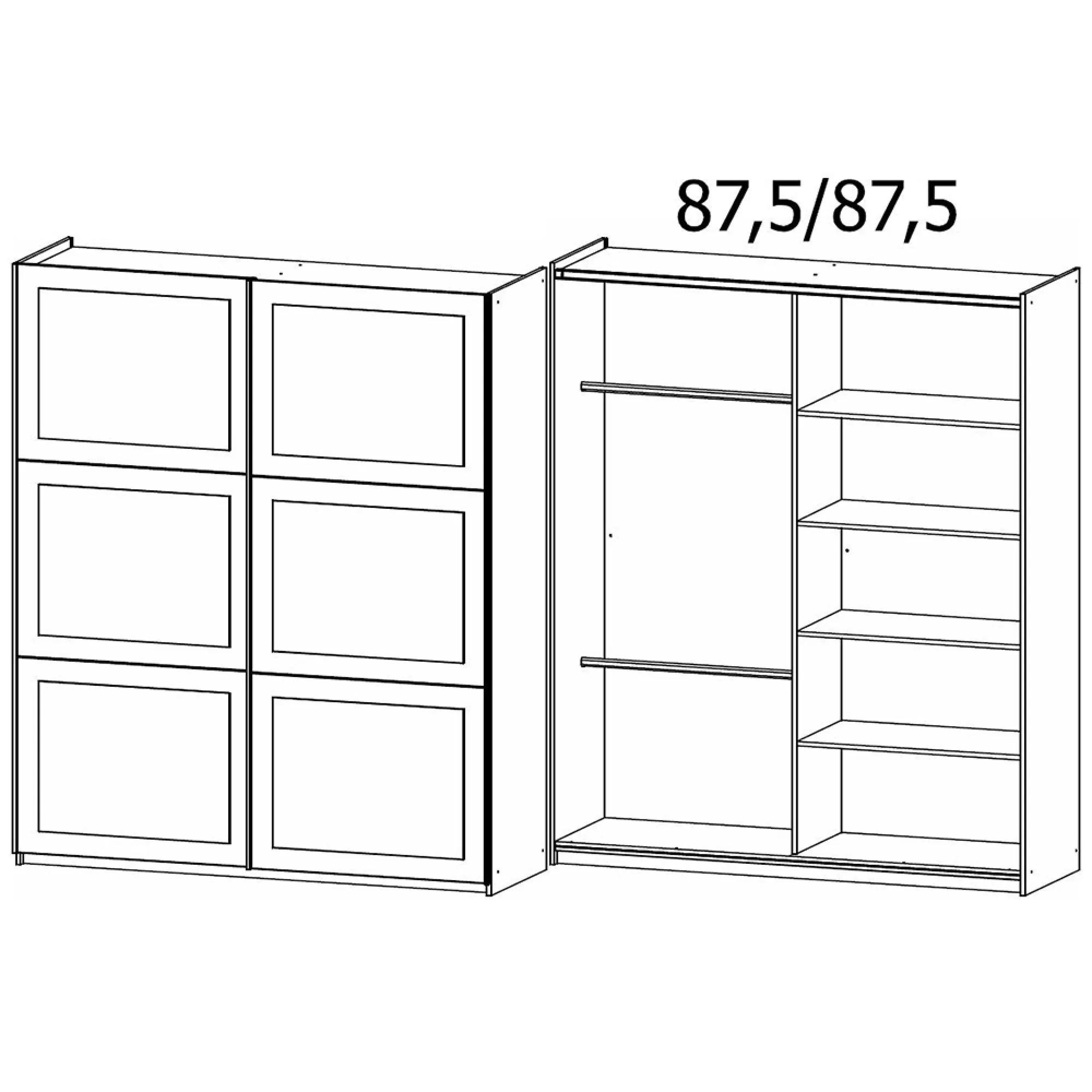 Ruja 175cm 2 Door Sliding Wardrobe with Extras - Alpine White