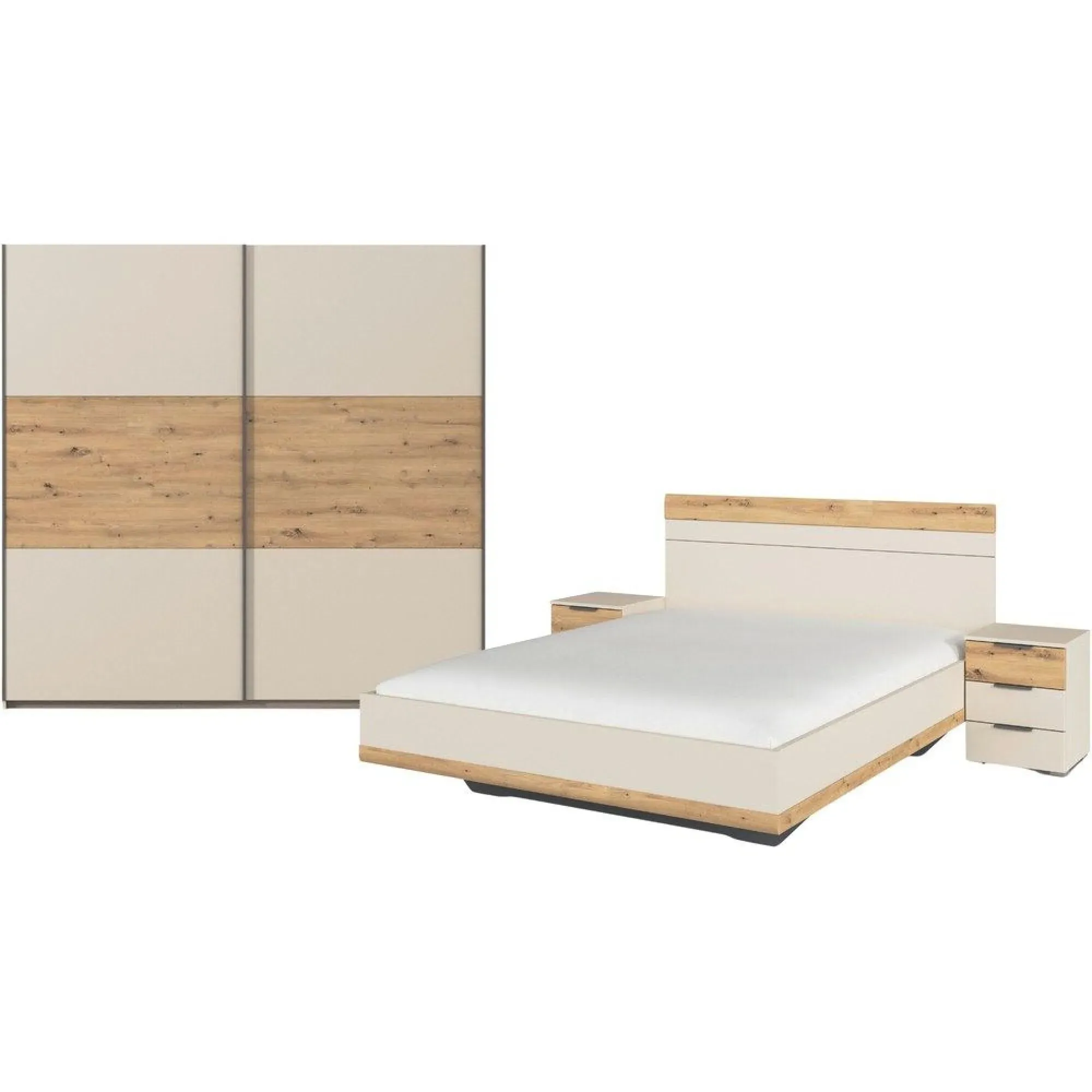 Sajo 160cm Bedroom Set with Wardrobe - Champagne, Artisan Oak