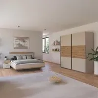 Sajo 160cm Bedroom Set with Wardrobe - Champagne, Artisan Oak