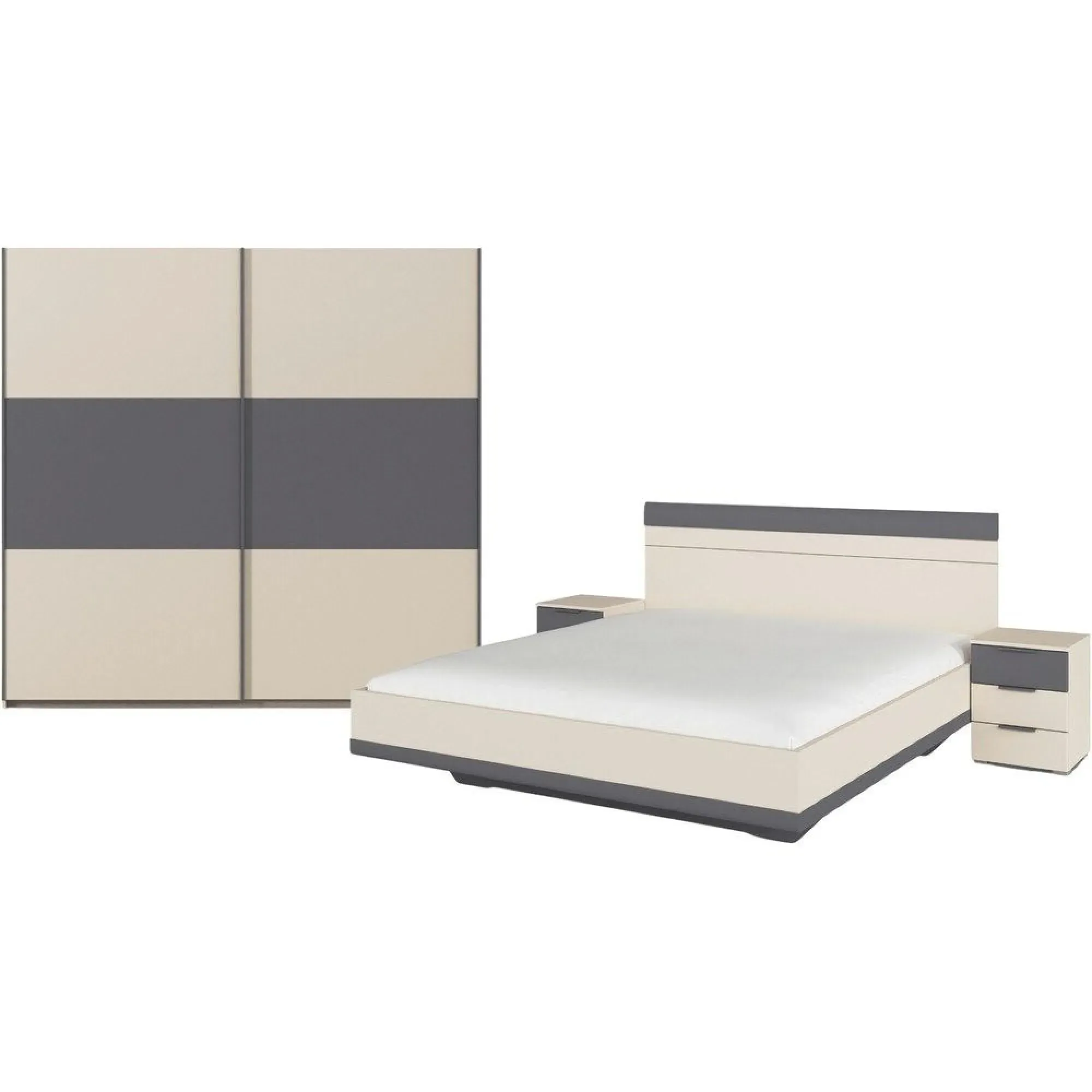 Sajo 160cm Bedroom Set with Wardrobe - Champagne, Dark Grey