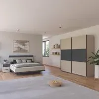 Sajo 160cm Bedroom Set with Wardrobe - Champagne, Dark Grey