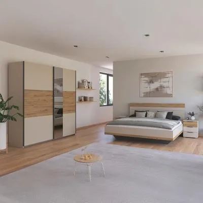 Sajo 180cm Bedroom Set with Mirror Wardrobe - Champagne