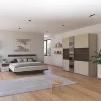 Sajo 180cm Bedroom Set with Mirror Wardrobe - Champagne