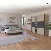 Sajo 180cm Bedroom Set with Mirror Wardrobe - Champagne