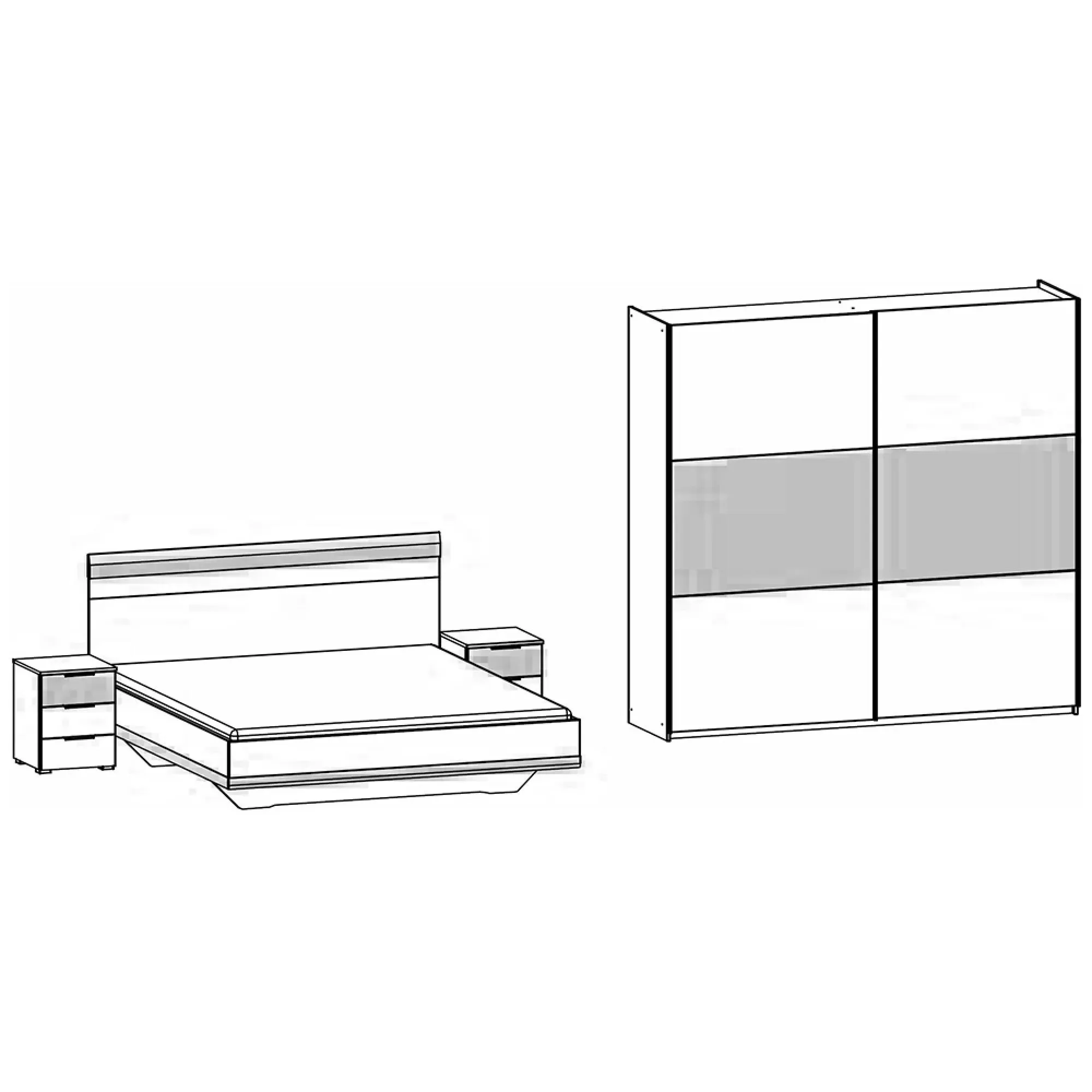 Sajo 180cm Bedroom Set with Wardrobe - Champagne