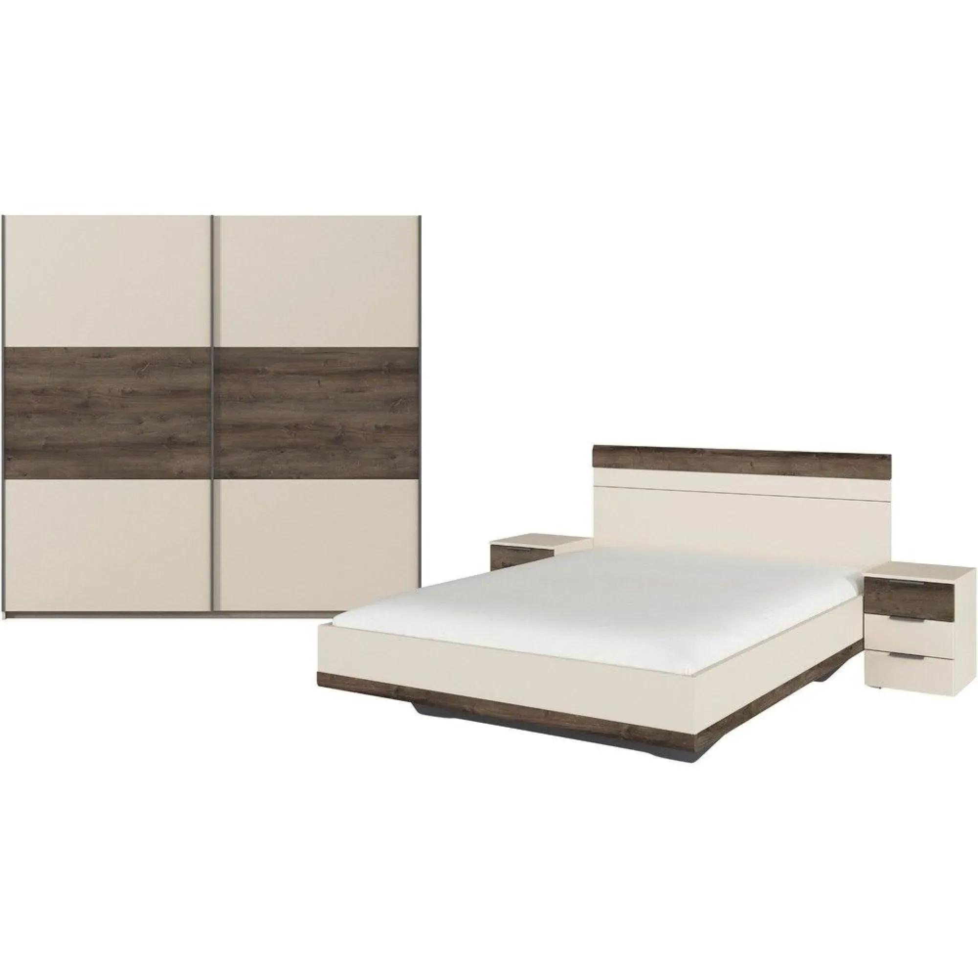 Sajo 180cm Bedroom Set with Wardrobe - Champagne, Atlantic Dark Oak