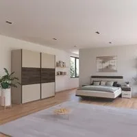 Sajo 180cm Bedroom Set with Wardrobe - Champagne, Atlantic Dark Oak