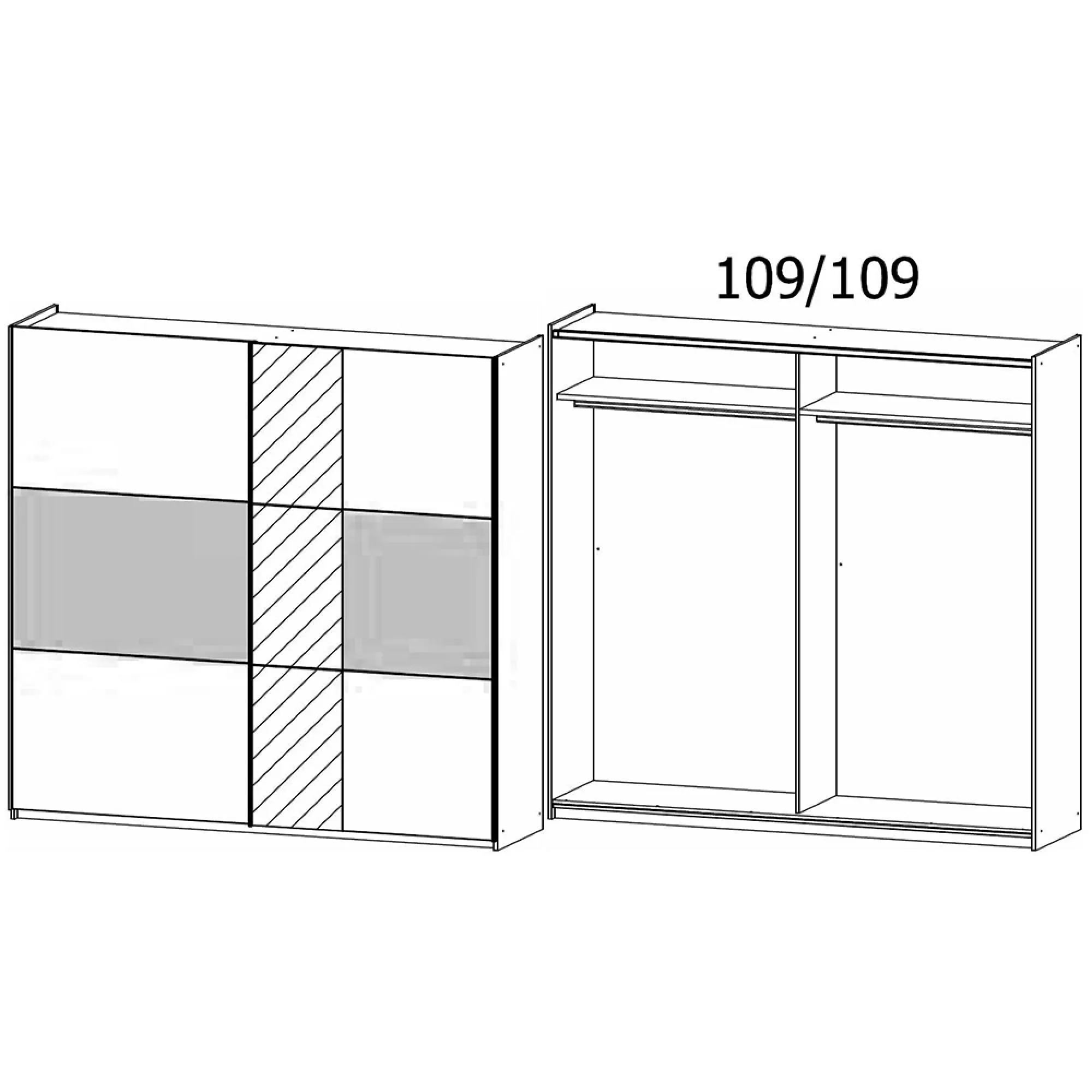 Sajo 218cm 2 Door Sliding Wardrobe with Mirror - Champagne