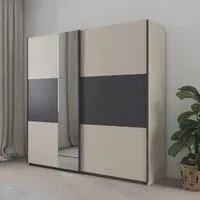 Sajo 218cm 2 Door Sliding Wardrobe with Mirror - Champagne