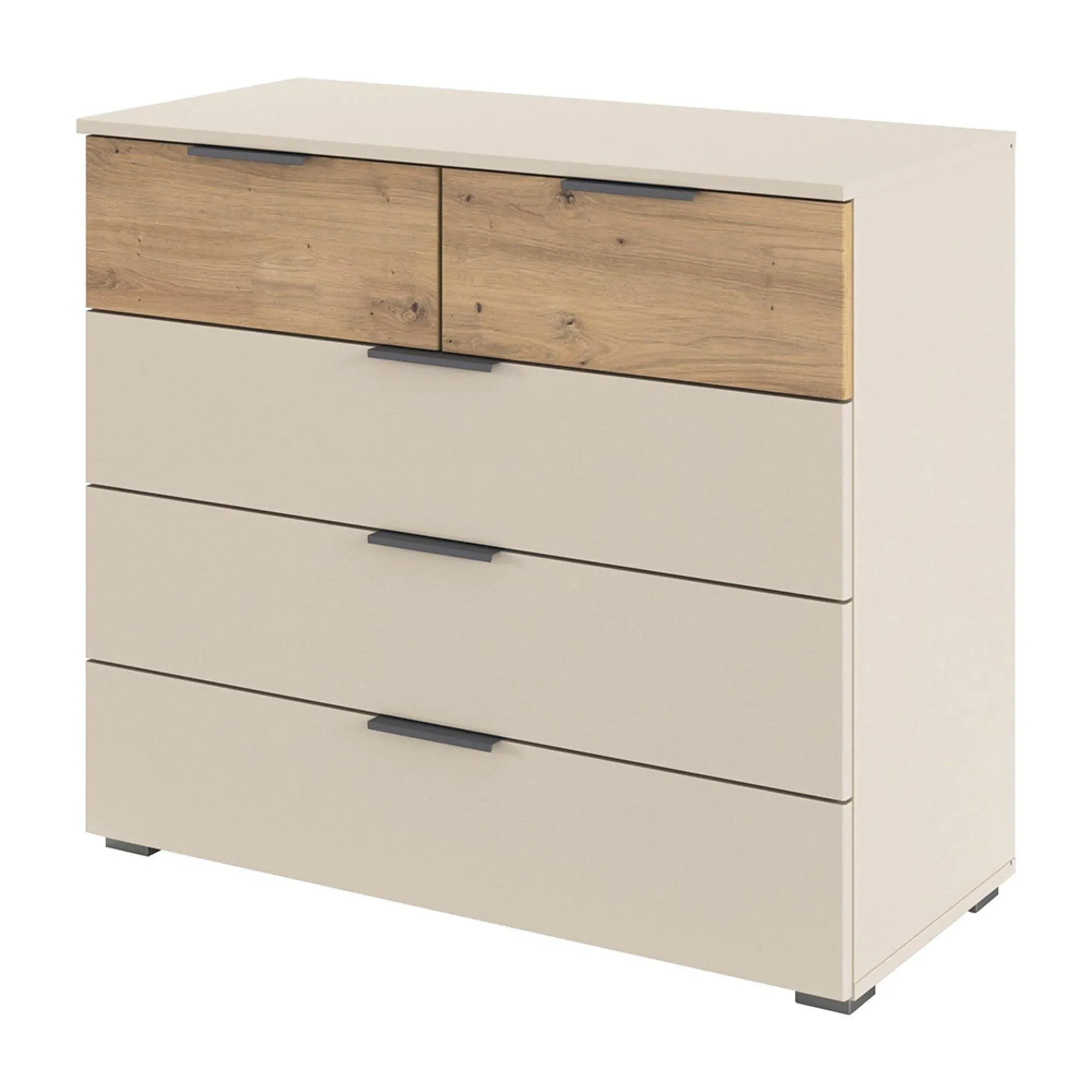 Sajo 3+2 Drawer Chest - Champagne, Artisan Oak