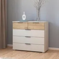 Sajo 3+2 Drawer Chest - Champagne, Artisan Oak