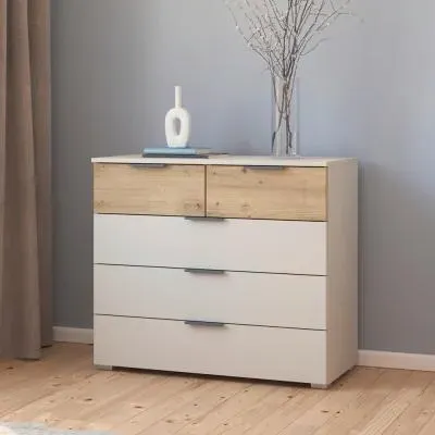 Sajo 3+2 Drawer Chest - Champagne, Artisan Oak image