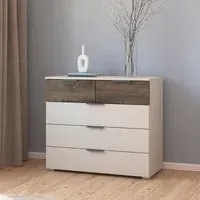 Sajo 3+2 Drawer Chest - Champagne, Atlantic Dark Oak