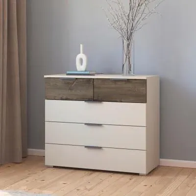 Sajo 3+2 Drawer Chest - Champagne, Atlantic Dark Oak